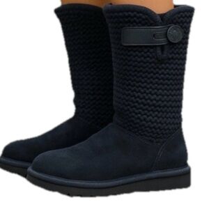 UGG Shaina Black Suede Knit Cuffable Boots Size 9M